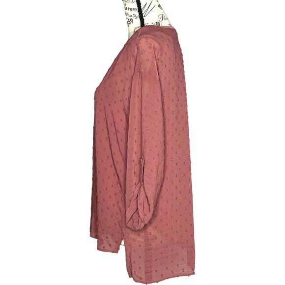 Beacon Apparel SMALL Shiloh Clipdot Blouse - Stitch Fix Embroider Dot Tab Sleeve - Picture 3 of 12